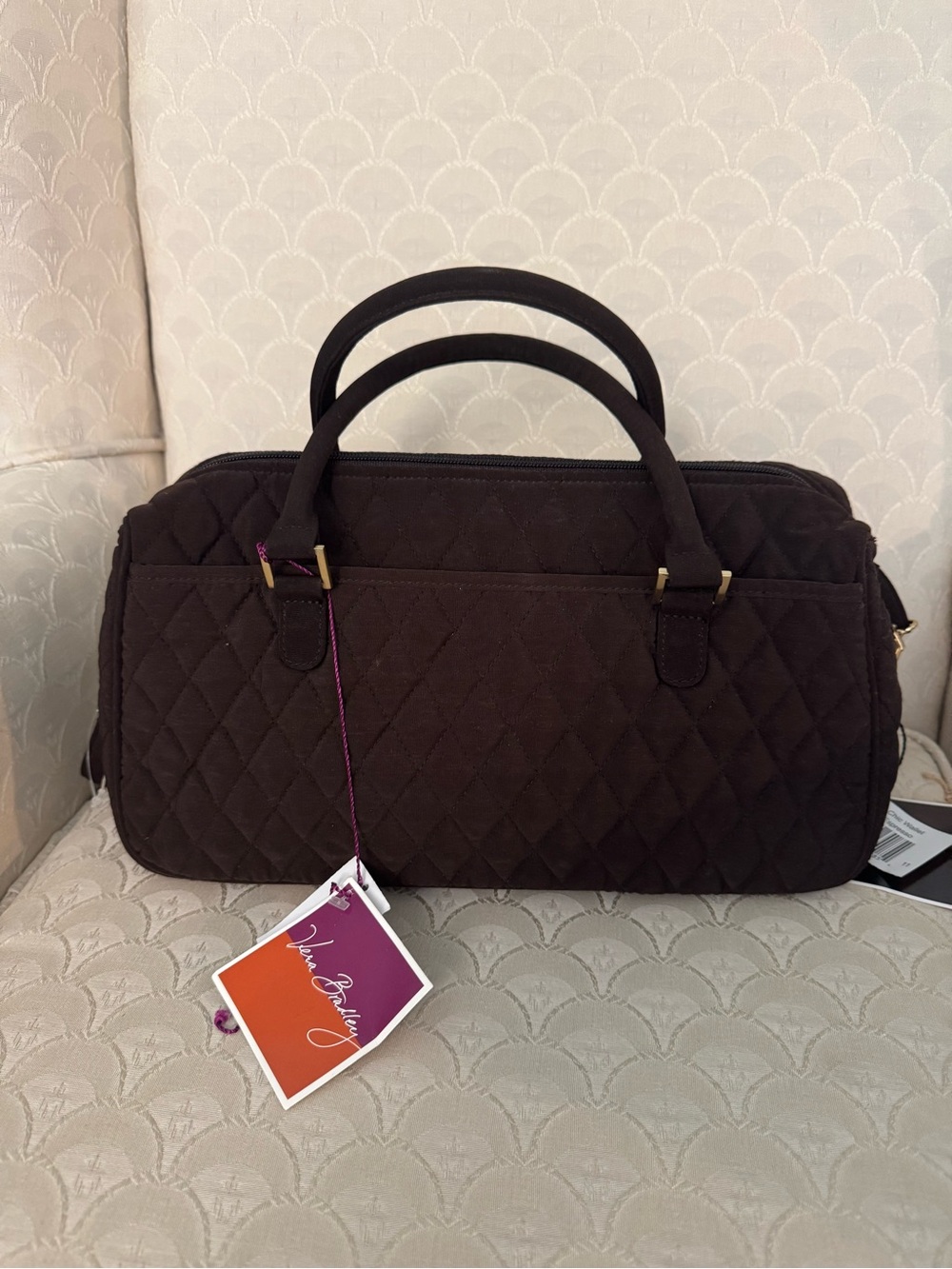 Vera Bradley Boston Bag Expresso Quilted Brown Satchel shoulder bag NWT